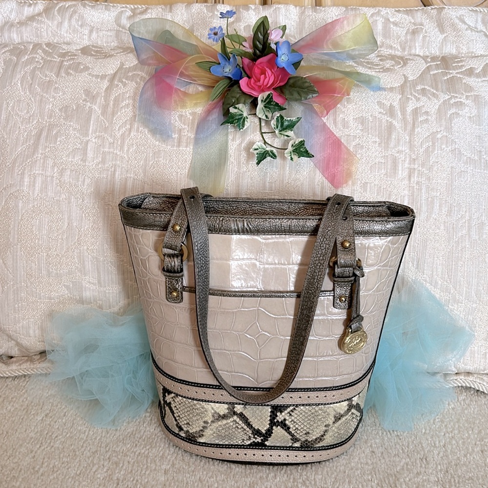 Brahmin Bucket Handbag Neutral Taupe